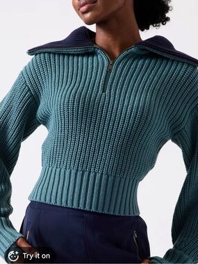 Athleta Cropped Half-Zip Sweater